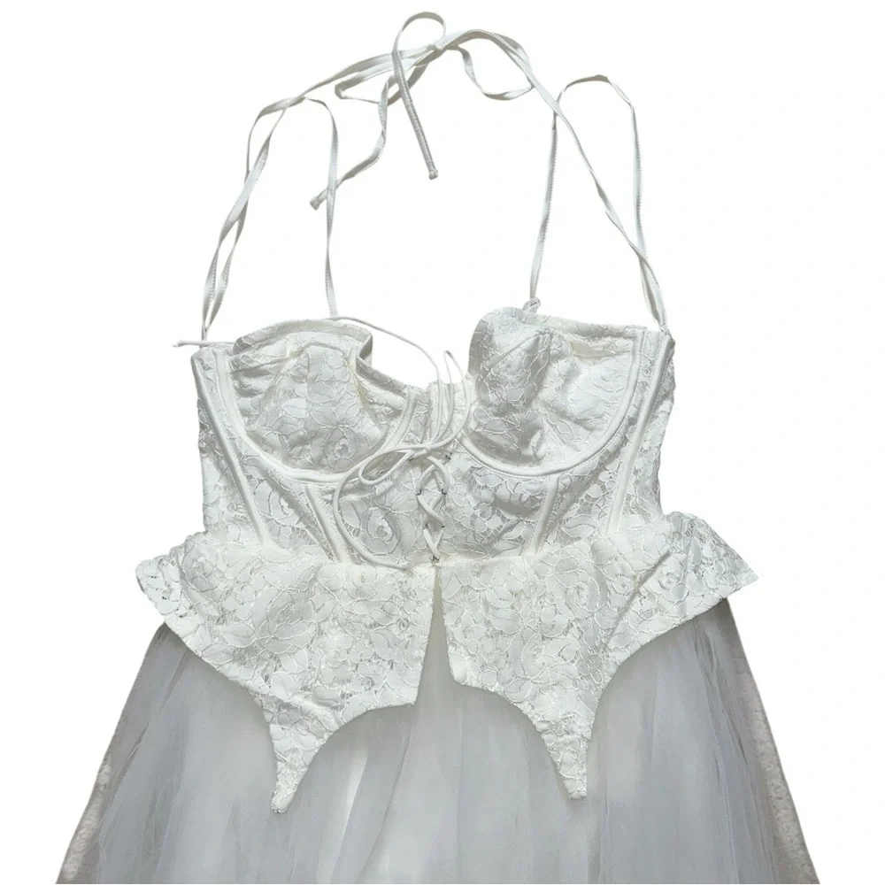 For Love & Lemons White Lily Bodysuit Bridal Gown Womens M - Picture 3 of 9